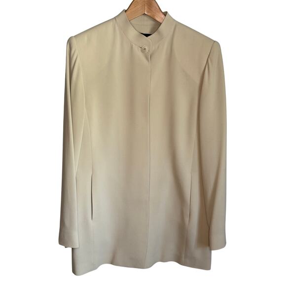 Linda Allard Ellen Tracy 100% Silk Tan Blazer Women’s 8 Classic Style - Picture 1 of 9